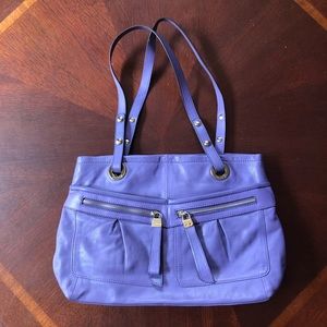 Purple leather B Makowsky shoulder bag purse